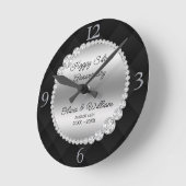 Horloge Ronde Diamants Noir Et Argent De Luxe (Angle)