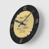 Horloge Ronde Diamants Noir Et Or De Luxe (Angle)