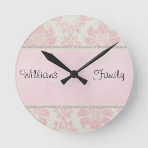 Horloge Ronde Diamants roses de damassé