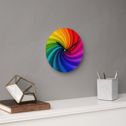 Horloge Ronde Diaphragme coloré abstrait (Bureau)