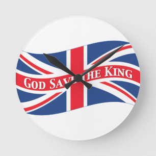 Horloge Ronde Dieu sauve le roi avec Union Jack