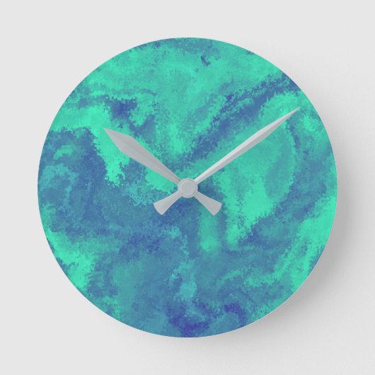 Horloge Ronde Diffusion Abstraite bleue verte (Recto)