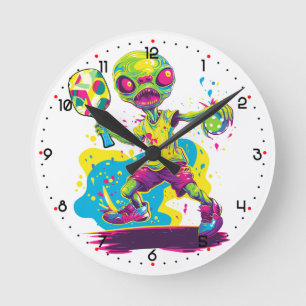 Horloge Ronde Dikin' avec les Aliens Pickleball