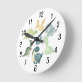 Horloge Ronde Dinosaur bébé mignon aquarelle (Angle)