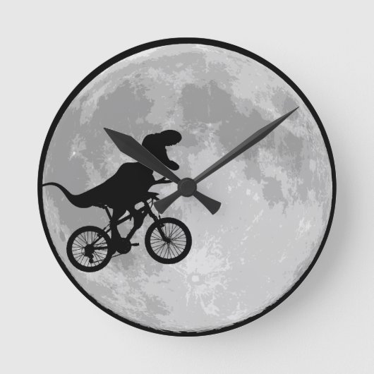 Horloge Ronde Dinosaur Vélo & Lune (Recto)