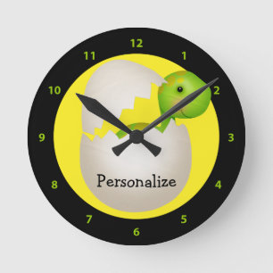Horloge Ronde Dinosaure bébé mignon nouvellement éclos