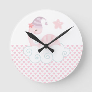 Horloge ronde Dinosaure Rose