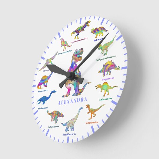 Horloge Ronde Dinosaurs with name Personalized (Angle)
