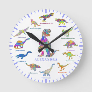 Horloge Ronde Dinosaurs with name Personalized