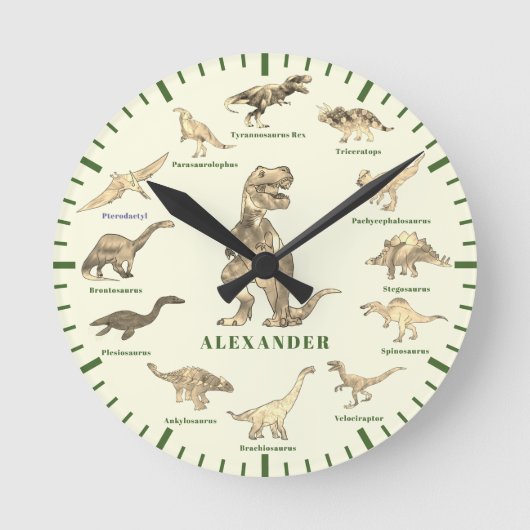 Horloge Ronde Dinosaurs with name Personalized (Recto)