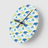 Horloge Ronde Dinosuar Designs Blue and Green Pattern Dino Toxit (Angle)