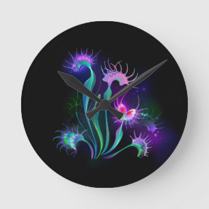Horloge Ronde Dionaea attrape-mouche lumineuse