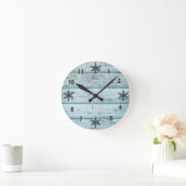 Horloge Ronde Distressed Blue Beach Wood (Maison)