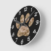 Horloge Ronde Distressed Desert Camo Dog Paw Prince With Numbers (Angle)