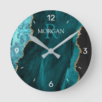 DIY Monogram & Name Black Gold Teal Agate, Numbers