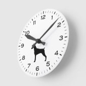 Horloge Ronde Doberman Pinscher Chien Silhouette (Angle)