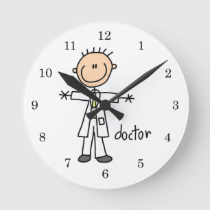 Horloge Ronde Docteur Stick Figure