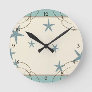 Horloge Ronde Dollar de sable moderne d'étoiles de mer de déco