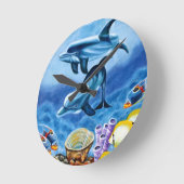 Horloge Ronde Dolphins et Tropical Fish Art (Angle)