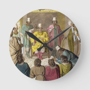 Horloge Ronde Don Alvaro, roi du Congolais sur son trône, p