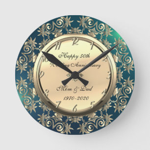 Horloge Ronde Doré Tournois Diamond Green 50e anniversaire Maria