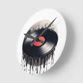 Horloge Ronde Dossier en vinyle rouge dissous sur la lune (Angle)