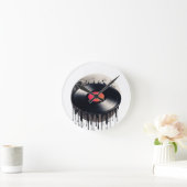 Horloge Ronde Dossier en vinyle rouge dissous sur la lune (Maison)