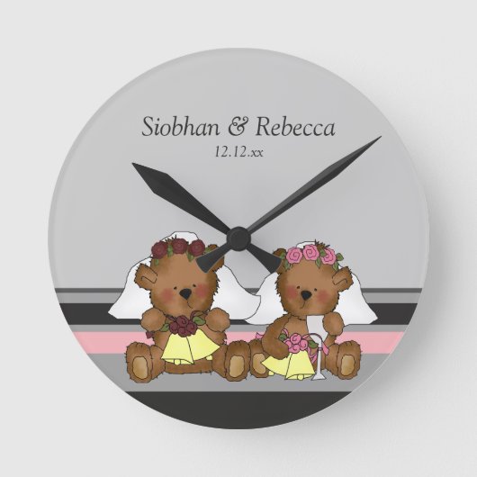 Horloge Ronde Double Bride Teddy Bears (Recto)