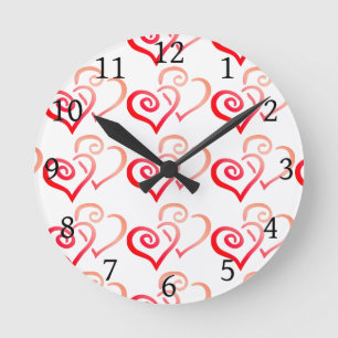 Horloge Ronde Double coeur rouge Tourbillonnant