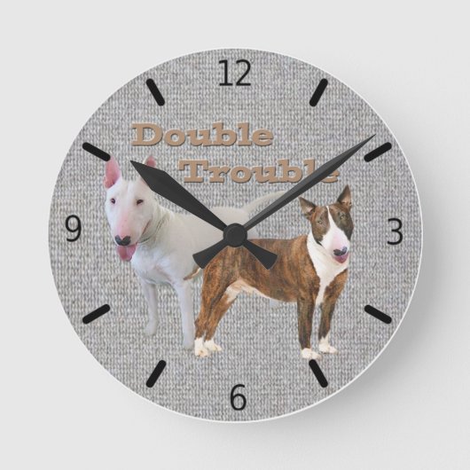 Horloge Ronde Double problème Bull Terrier (Recto)