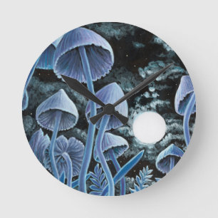 Horloge Ronde Douze champignons magiques à pleine lune