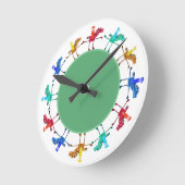 Horloge Ronde Douze chevaux et cavaliers enfants (Angle)