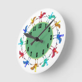 Horloge Ronde Douze chevaux et cavaliers enfants (Angle)