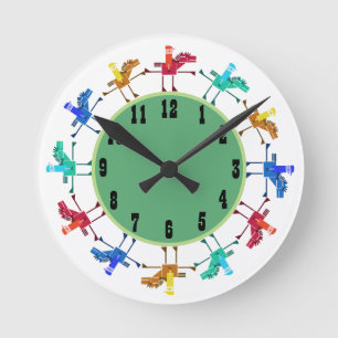 Horloge Ronde Douze chevaux et cavaliers enfants