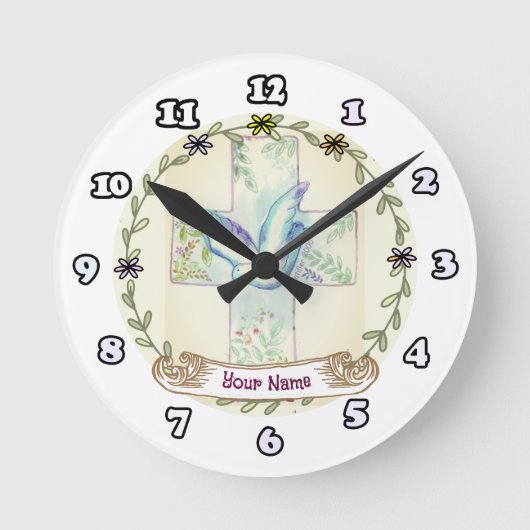 Horloge Ronde Dove Christian Cross (Recto)