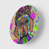 HORLOGE RONDE DOXSCHUND ROUGE (Angle)