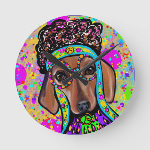 HORLOGE RONDE DOXSCHUND ROUGE