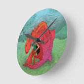 Horloge Ronde Dragon Bébé Rouge (Angle)
