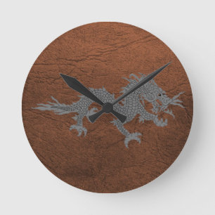 Horloge Ronde Dragon bhoutanais en cuir