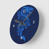 Horloge Ronde Dragon bleu chinois (Angle)