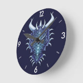 Horloge Ronde Dragon cool Art - Purple Blue Magagone Head (Angle)