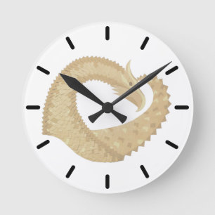 Horloge Ronde Dragon de coeur de grès sur blanc