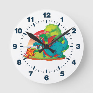 Horloge Ronde Dragon de feu à l'horloge