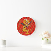 Horloge Ronde Dragon d'or en rouge (Maison)
