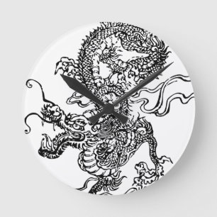 Horloge Ronde Dragon japonais - à la chinoise
