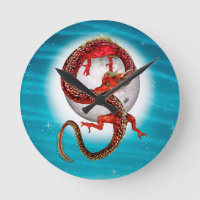 Dragon Lune Rouge Fantaisie Céleste Artistique
