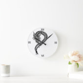 Horloge Ronde Dragon noir et blanc (Maison)