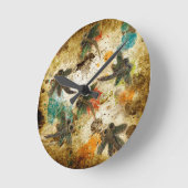 Horloge Ronde Dragonfly Flit Rustic Splash (Angle)