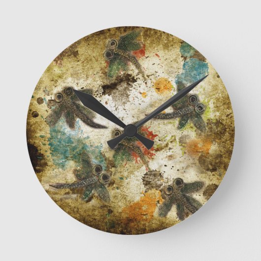 Horloge Ronde Dragonfly Flit Rustic Splash (Recto)