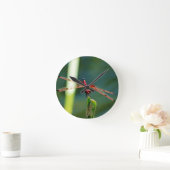 Horloge Ronde Dragonfly frontale rouge et noire (Maison)